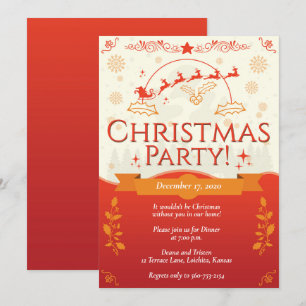 Invitación Elegante Fiesta de Navidades Naranjas
