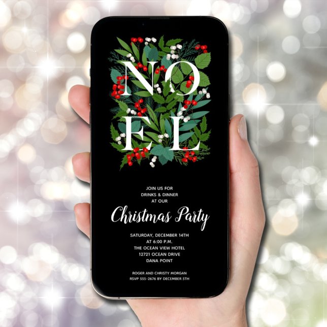 Invitación Elegante Fiesta de Navidades NOEL Greenery (Elegant NOEL Greenery Christmas Party Invitations - INSTANT DOWNLOAD and/or PRINTED)