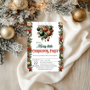 Invitación Elegante fiesta de Navidades pequeños de cereza in