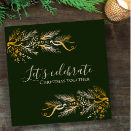 Invitación Elegante Fiesta de Navidades personalizados verde 