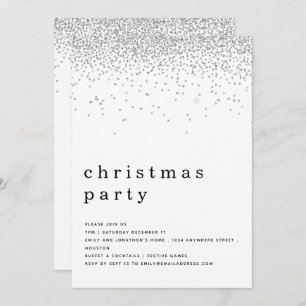 Invitación Elegante Fiesta de Navidades Purpurinas de Plata