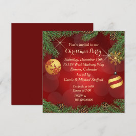 Invitación Elegante Fiesta de Navidades Red Gold