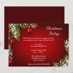 Invitación Elegante Fiesta de Navidades Rojos Brillantes