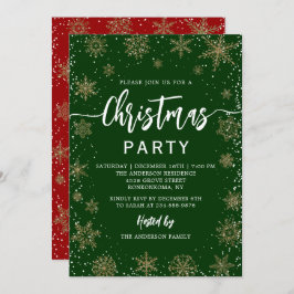 Invitación Elegante Fiesta de Navidades Rojos Verdes con copa