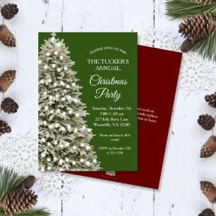 Invitación Elegante Fiesta de Navidades rojos verdes del árbo
