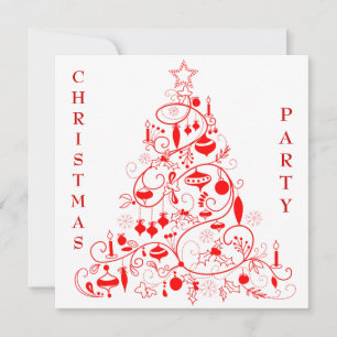 Invitación Elegante Fiesta de Navidades rojos y blancos