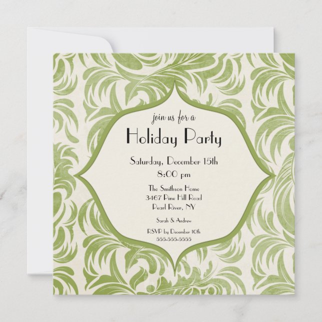 Invitación Elegante fiesta de Navidades Swirl (Anverso)