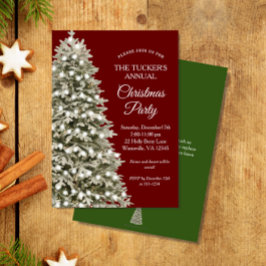 Invitación Elegante Fiesta de Navidades Verde Rojo del Árbol