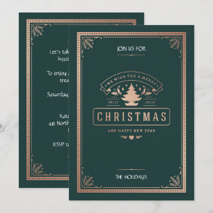 Invitación Elegante Fiesta de Navidades Verdes de Caza al Est