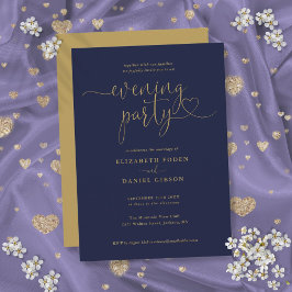 Invitación Elegante fiesta de noche de boda con guión de oro 
