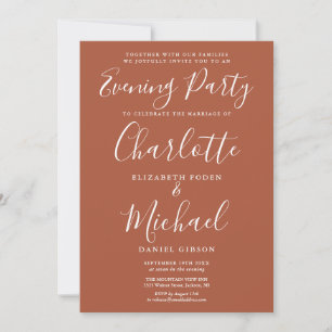 Invitación Elegante fiesta de noche de boda con terracota car