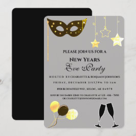 Invitación Elegante Fiesta De Nochevieja Negra Y Oro