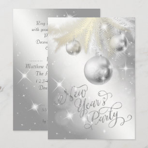 Invitación Elegante Fiesta de Nochevieja Plata