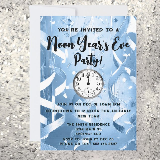 Invitación Elegante Fiesta de Noon Azul claro de Noon en la v (Subido por el creador)