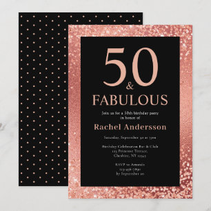Invitación Elegante Fiesta de oro Rosa metálico por 50 años