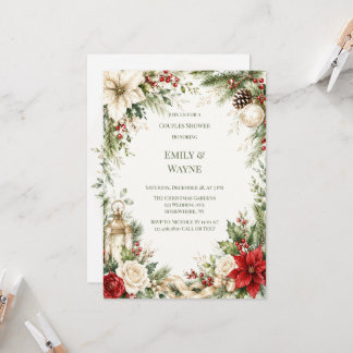 Invitación Elegante Fiesta de Parejas Florales de Navidad