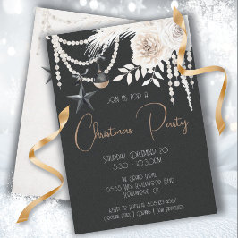 Invitación Elegante Fiesta de Pearl Floral Navidades blancos 