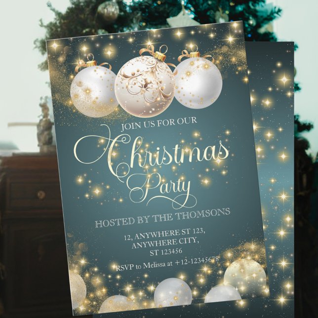 Invitación Elegante Fiesta de pelota de Navidades de oro espa (Subido por el creador)