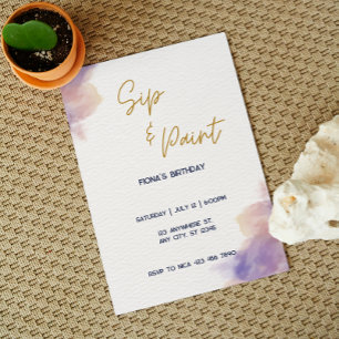 Invitación Elegante Fiesta de Pintura y Bebida Personalizable