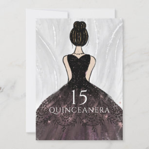 Invitación Elegante Fiesta de Quinceanera con traje negro