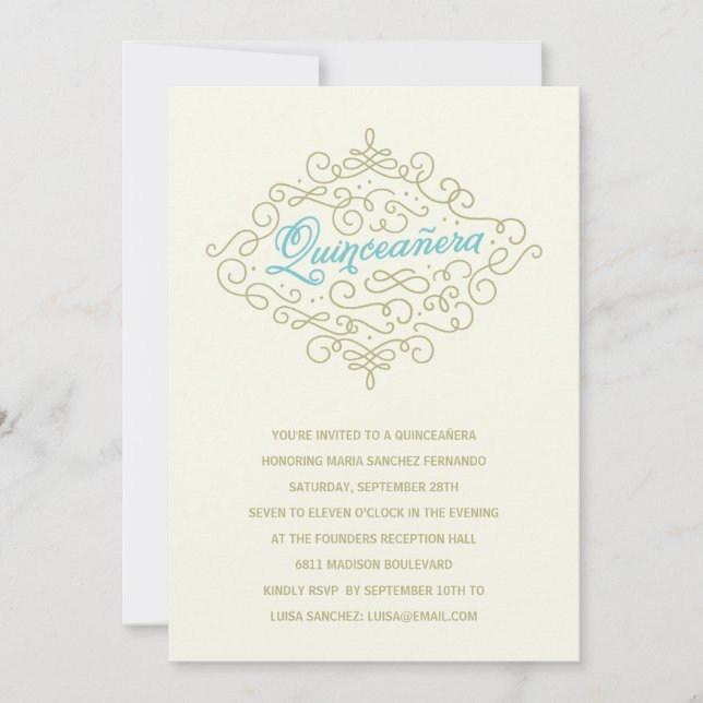 Invitación Elegante Fiesta de Quinceanera Gold (Anverso)