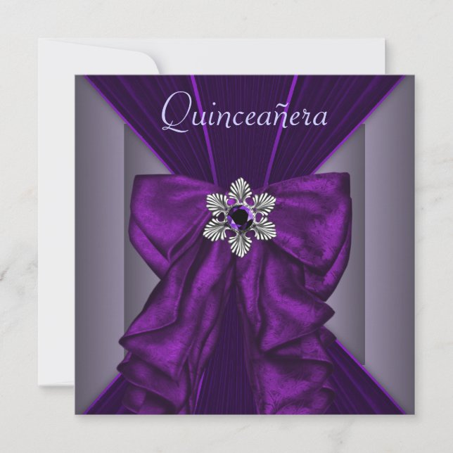 Invitación Elegante Fiesta de Quinceanera Púrpura Oscura (Anverso)