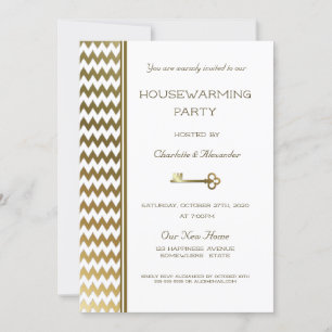 Invitación Elegante Fiesta de rayas de chevron de oro