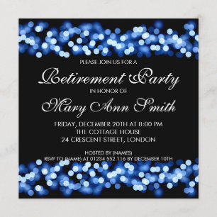 Invitación Elegante Fiesta de retiro Blue Hollywood Glam