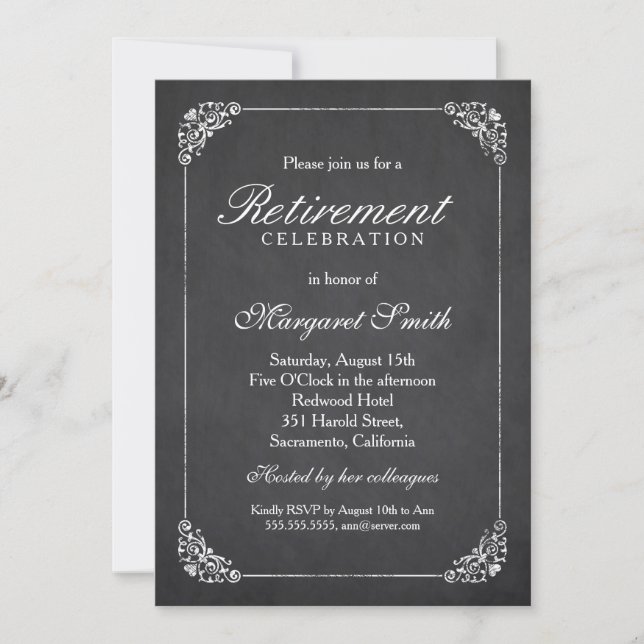 Invitación Elegante Fiesta de Retiro Corporativo (Anverso)