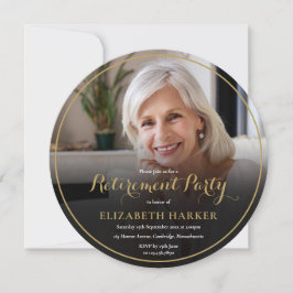 Invitación Elegante Fiesta de retiro de foto con guión dorado