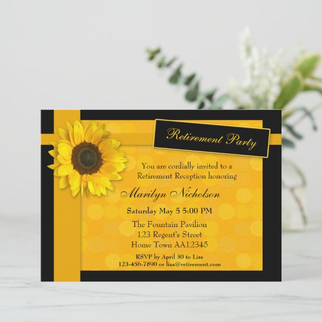 Invitación Elegante fiesta de retiro de girasol (Anverso de pie)