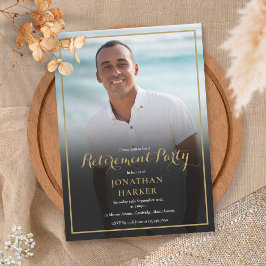 Invitación Elegante Fiesta de retiro de guión dorado foto