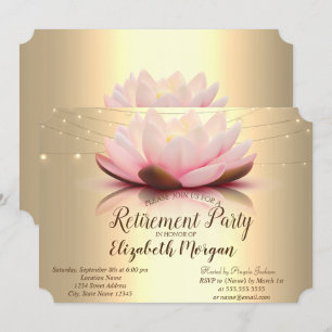 Invitación Elegante Fiesta de Retiro de Leyenda Gold Lotus