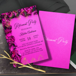 Invitación Elegante fiesta de retiro de Rosy floral