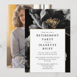 Invitación Elegante Fiesta de retiro floral de Moda moderna f
