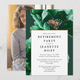 Invitación Elegante Fiesta de retiro floral verde verde moder