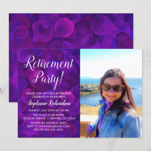 Invitación Elegante Fiesta de retiro fotográfico púrpura