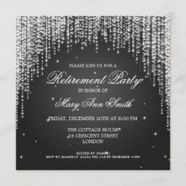 Invitación Elegante Fiesta de retiro negro deslumbrante noche