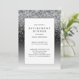 Invitación Elegante Fiesta de retiro negro plateado