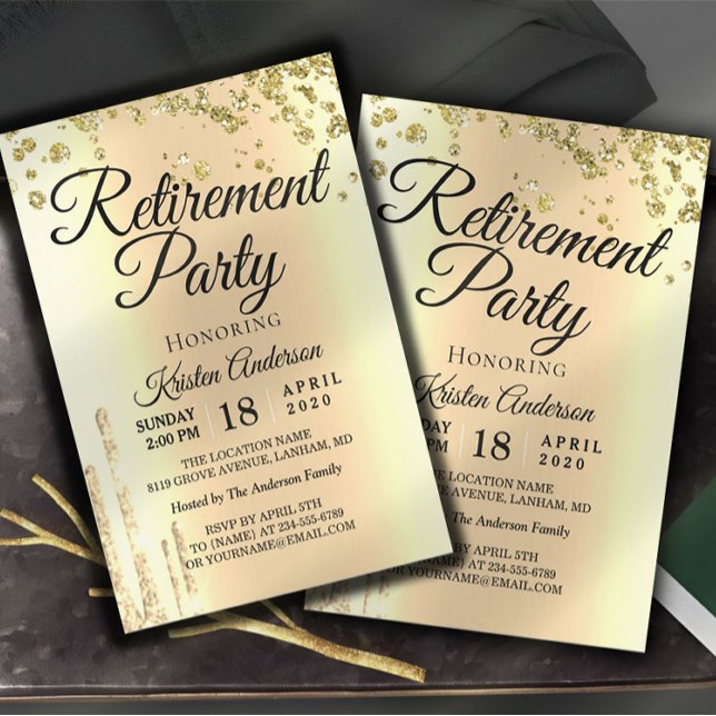Invitación Elegante Fiesta de Retiro Purpurina Sparkly Invita (Subido por el creador)