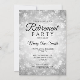Invitación Elegante Fiesta de retiro Silver Winter Wonderland