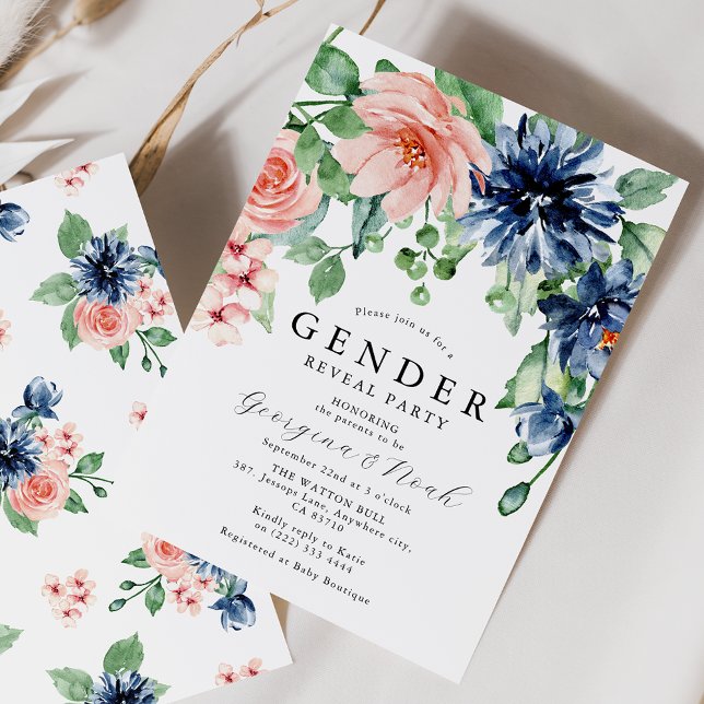 Invitación Elegante Fiesta de revelación de sexo de bebé flor (Subido por el creador)