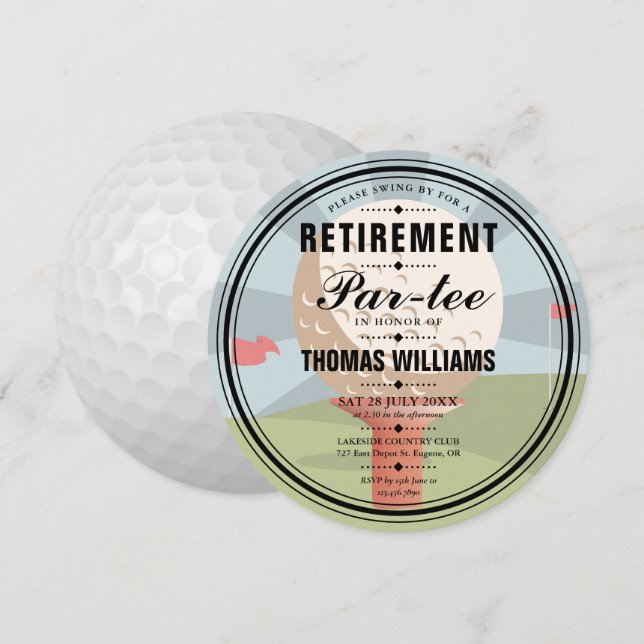 Invitación Elegante Fiesta de socios de retiro de golf (Anverso / Reverso)