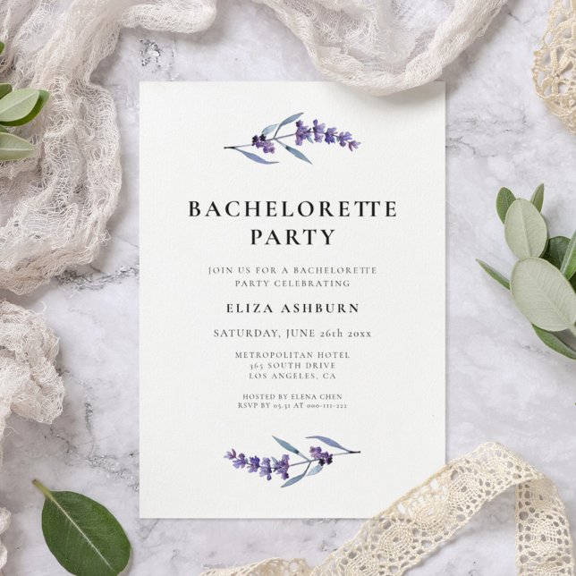Invitación Elegante fiesta de solomillo de lavanda floral (Subido por el creador)