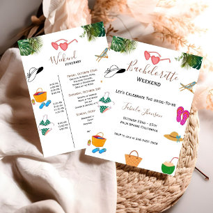 Invitación Elegante fiesta de soltera e itinerario de fin de