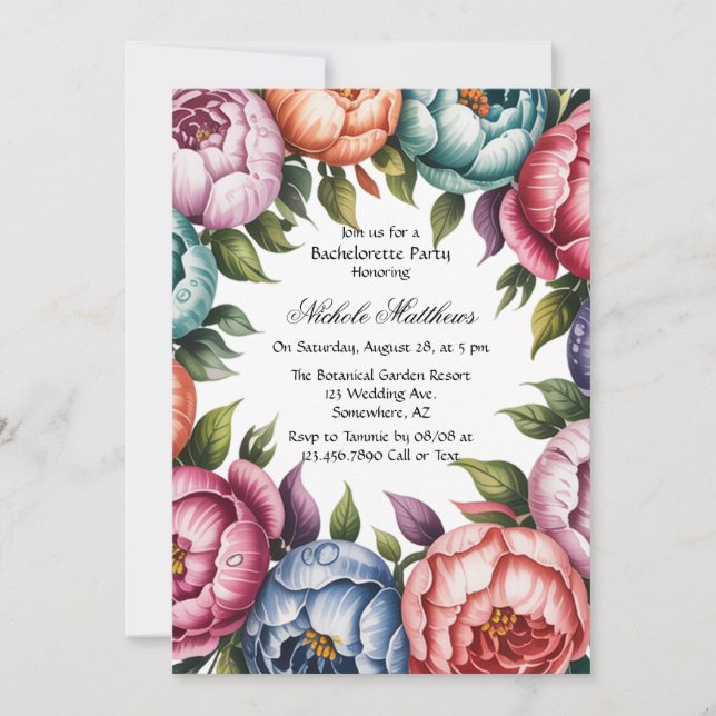 Invitación Elegante fiesta de soltera floral (Anverso)