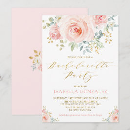 Invitación Elegante fiesta de soltera floral color rosa Rubor