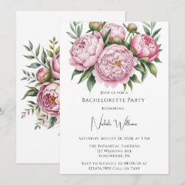 Invitación Elegante fiesta de soltera floral de Peony
