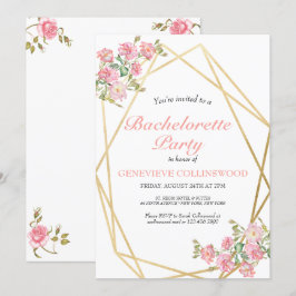 Invitación Elegante fiesta de soltera floral rosa