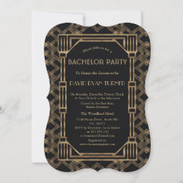Invitación Elegante Fiesta de Soltero Dorado Negro Great Gats